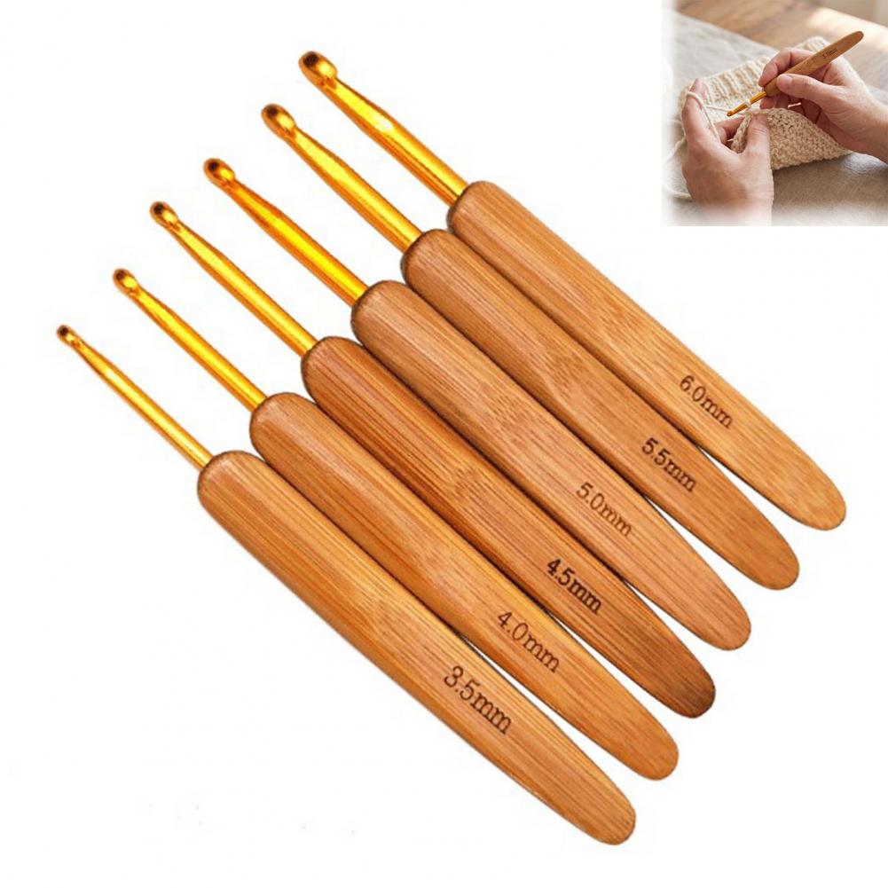 Crochet Hooks Set Portable Cro - огляд і ціна Wooden Crochet Hooks Ergonomic Handle