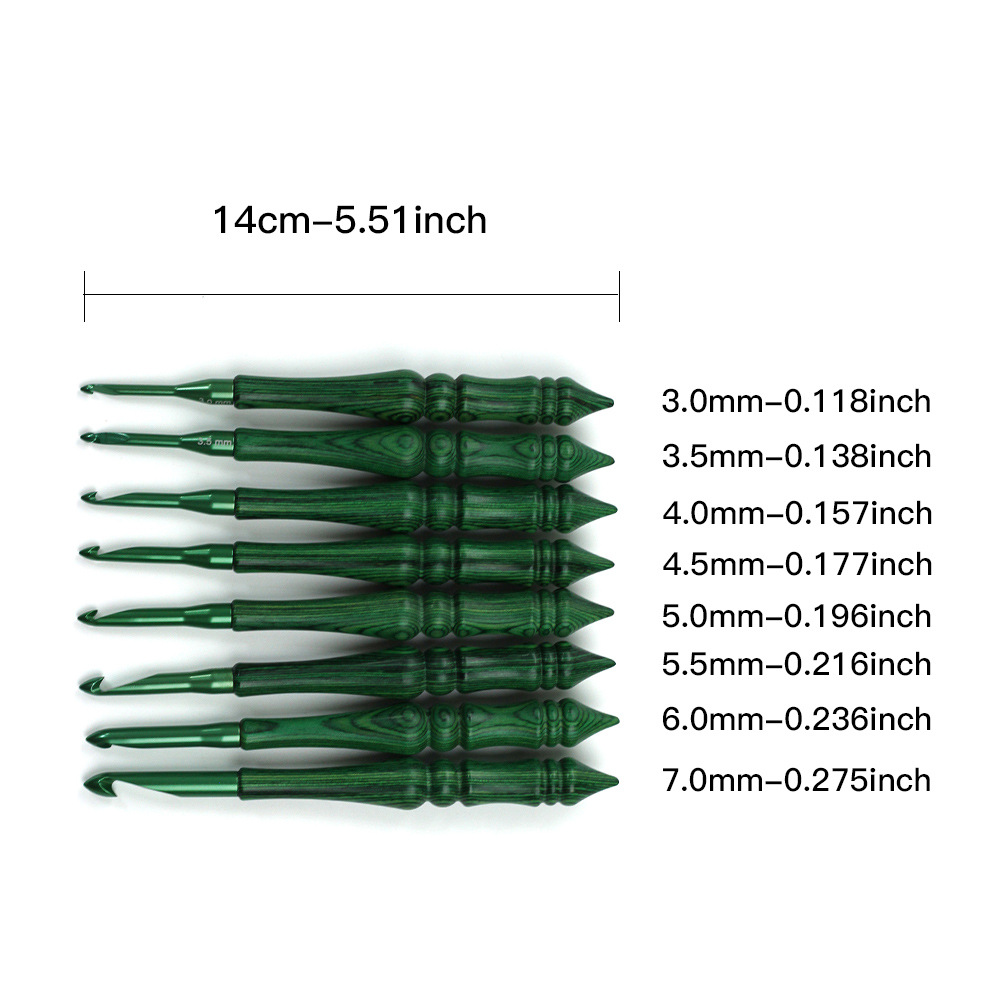 Crochet Hook Set Green Synthet - огляд і ціна Wooden Crochet Hooks Ergonomic Handle